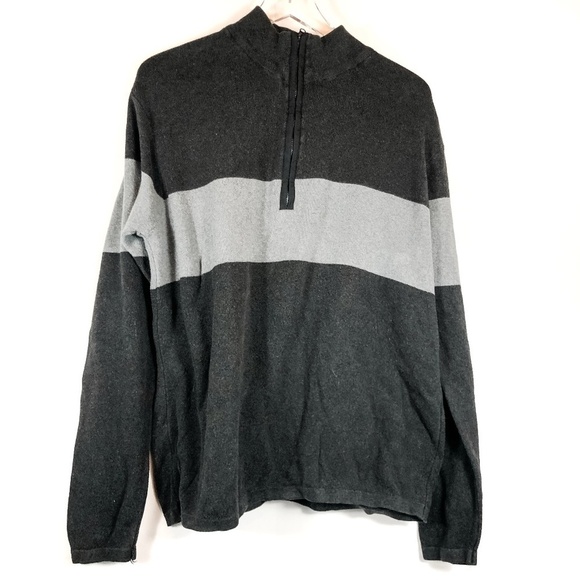 Steve & Barry's 3/4 Zip Up Black & Gray Sweater - Picture 1 of 3